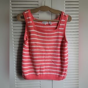 Vintage 90s Striped Sleeveless Knit Top Size Small